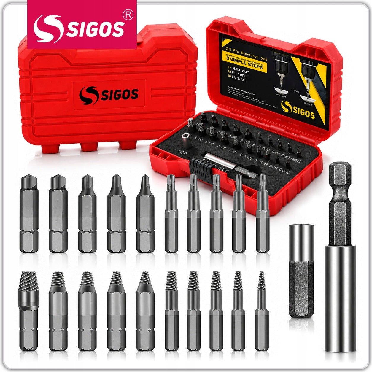 Set for removing broken screws 22 el. Screwdrivers Bits Packaging status original