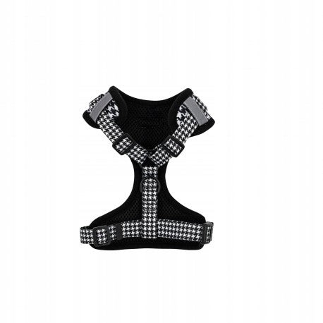 Set, harness+lead, for dog, black/white, pepitka pattern, polyester, M Brand Barry King