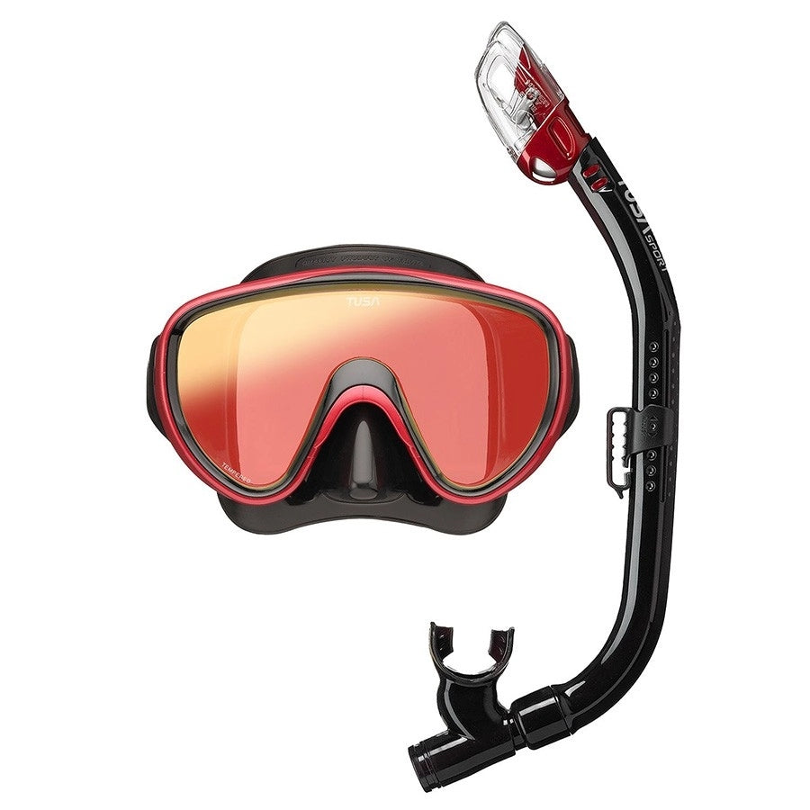 Set mask and snorkel with mirror glass Tusa Serene UC-0118M red