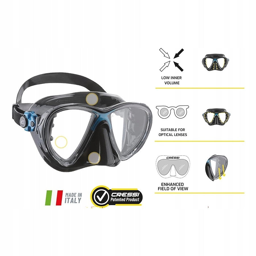 Set mask with snorkel Cressi Big Eyes Evolution Alpha UD black-blue Packaging status original