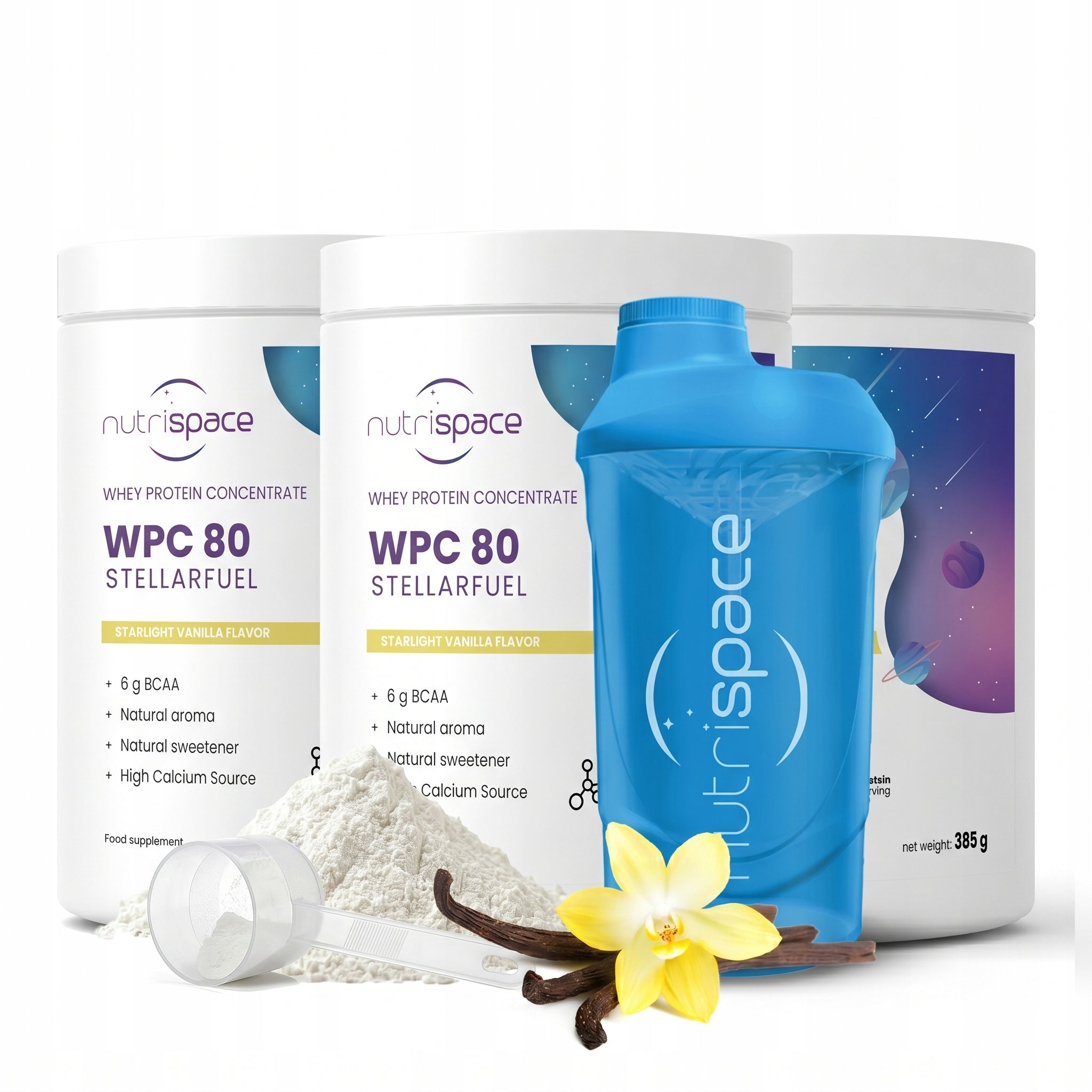 Set nutrispace Pure Conditioner Protein WPC 80 Vanilla 1155 g + Shaker