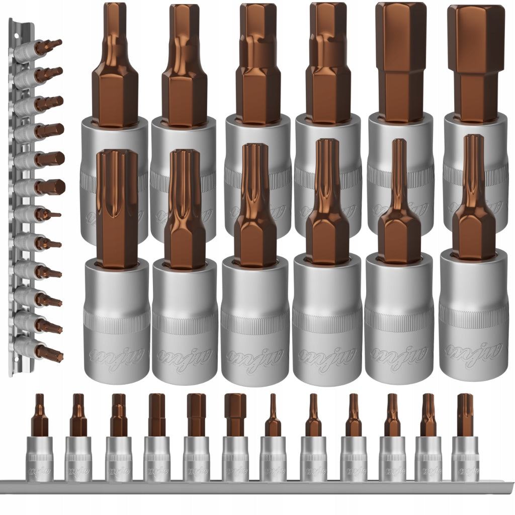 Set of 1/4" TORX HEX sockets