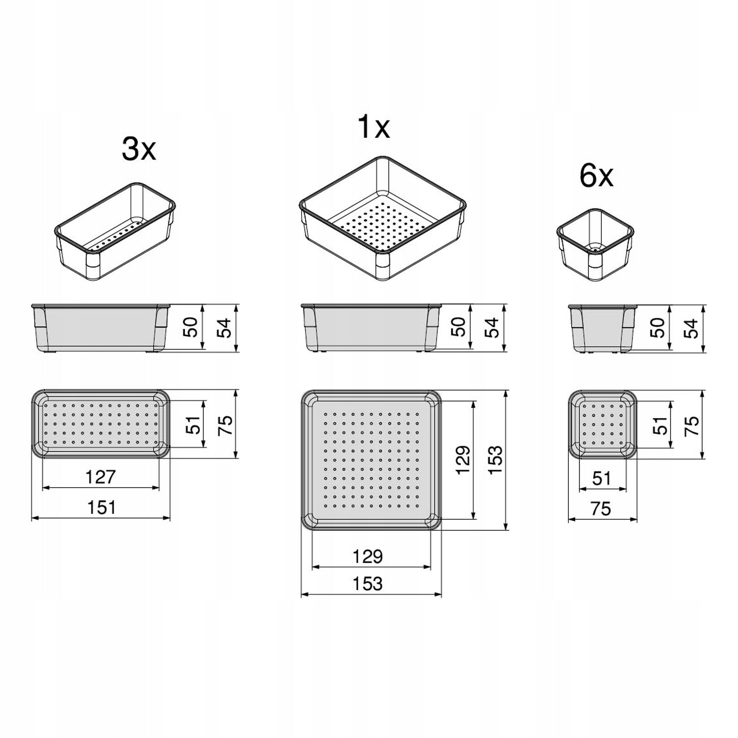 Set of 10 Clear Drawer Containers Cube Modular Organizer Brand Emuca