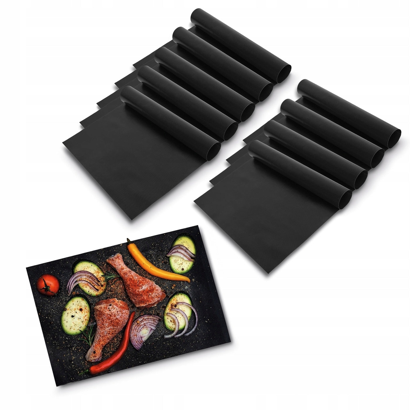 Set of 10 grill mats 40x33cm rectangular