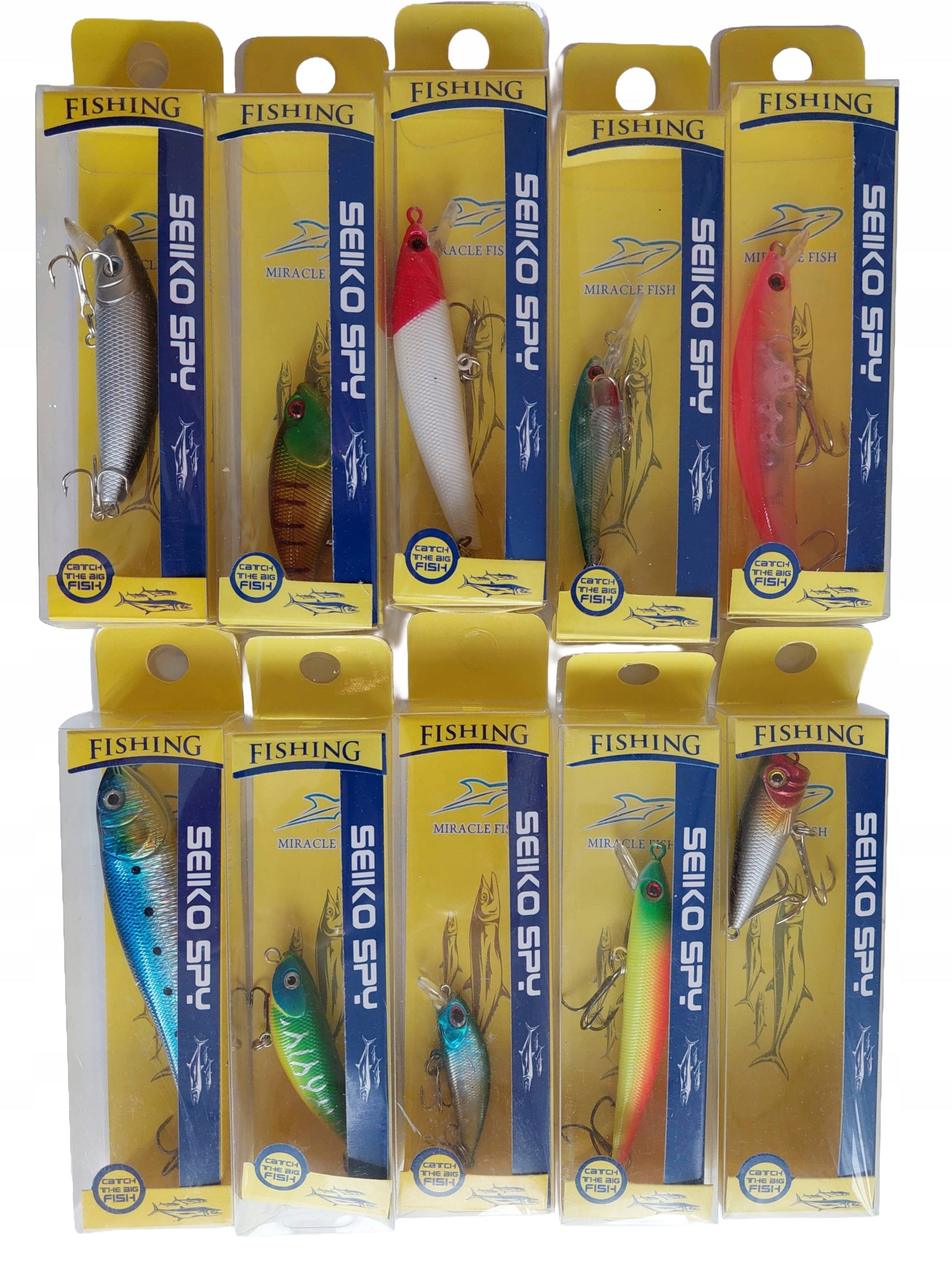 Set of 10x Wobbler Pike zander Perch Fishing Mix Color Shape Brand FL