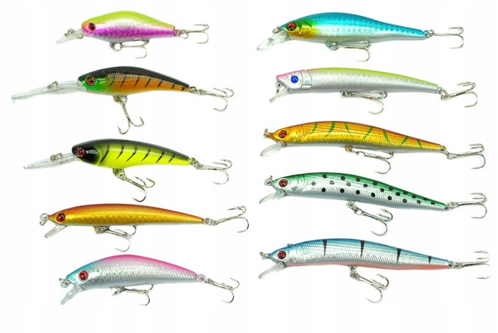 Set of 10x Wobbler Pike zander Perch Fishing Mix Color Shape