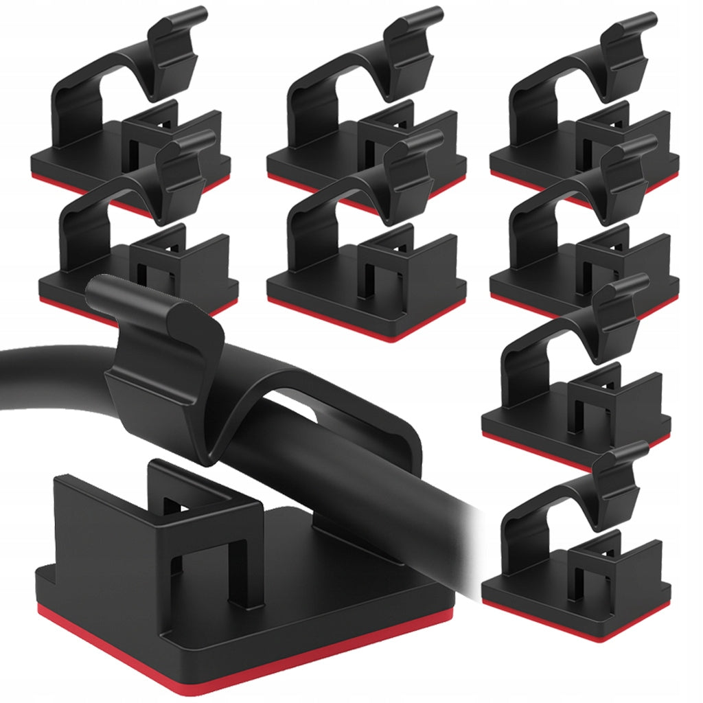 Set of 10x organizer holder grille hook clip for self-adhesive cables