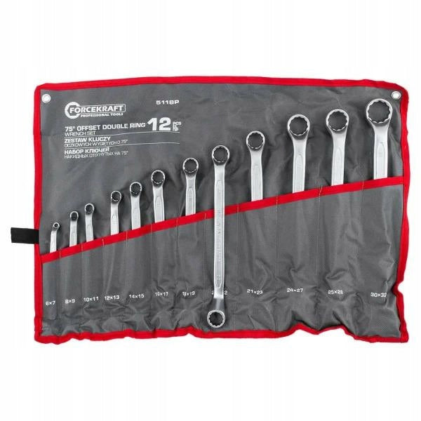 Set of 12 bent eye wrenches 6-32 mm 12-angle CrV steel Forcekraft