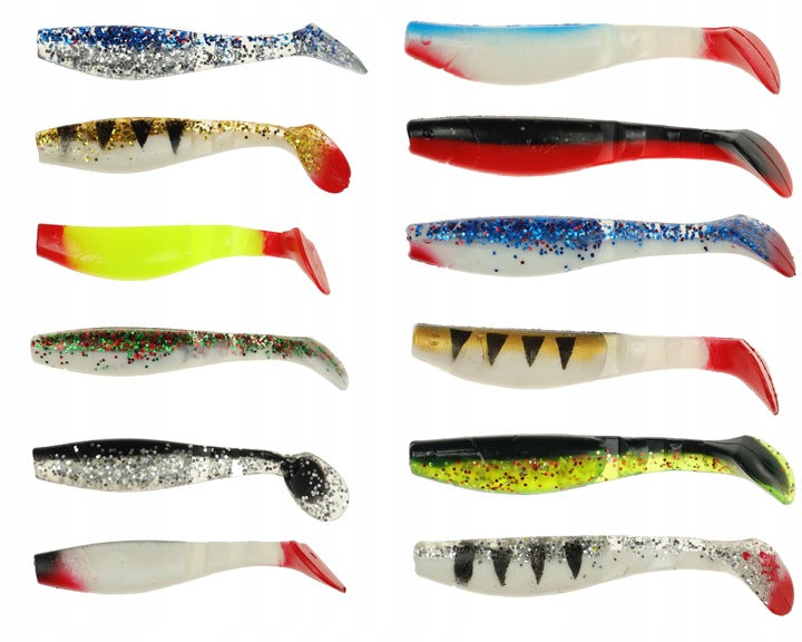Set of 12 pcs rubber hoof ripper bait for pike zander 10cm and 12cm Brand FL