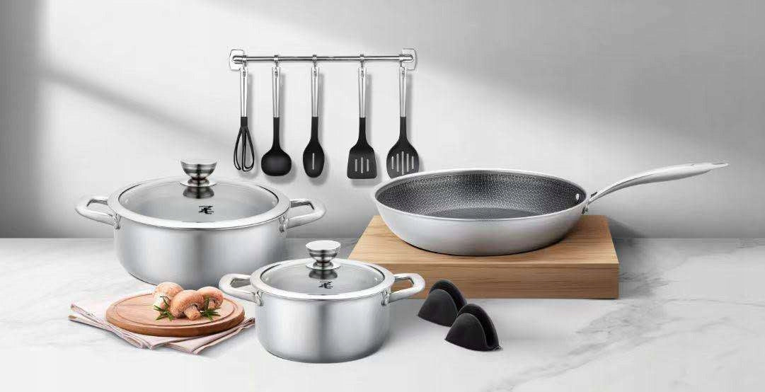 Set of 12-piece pots steel frying pan ZWILLENTOFF stainless steel 304 Brand ZwillenTöff