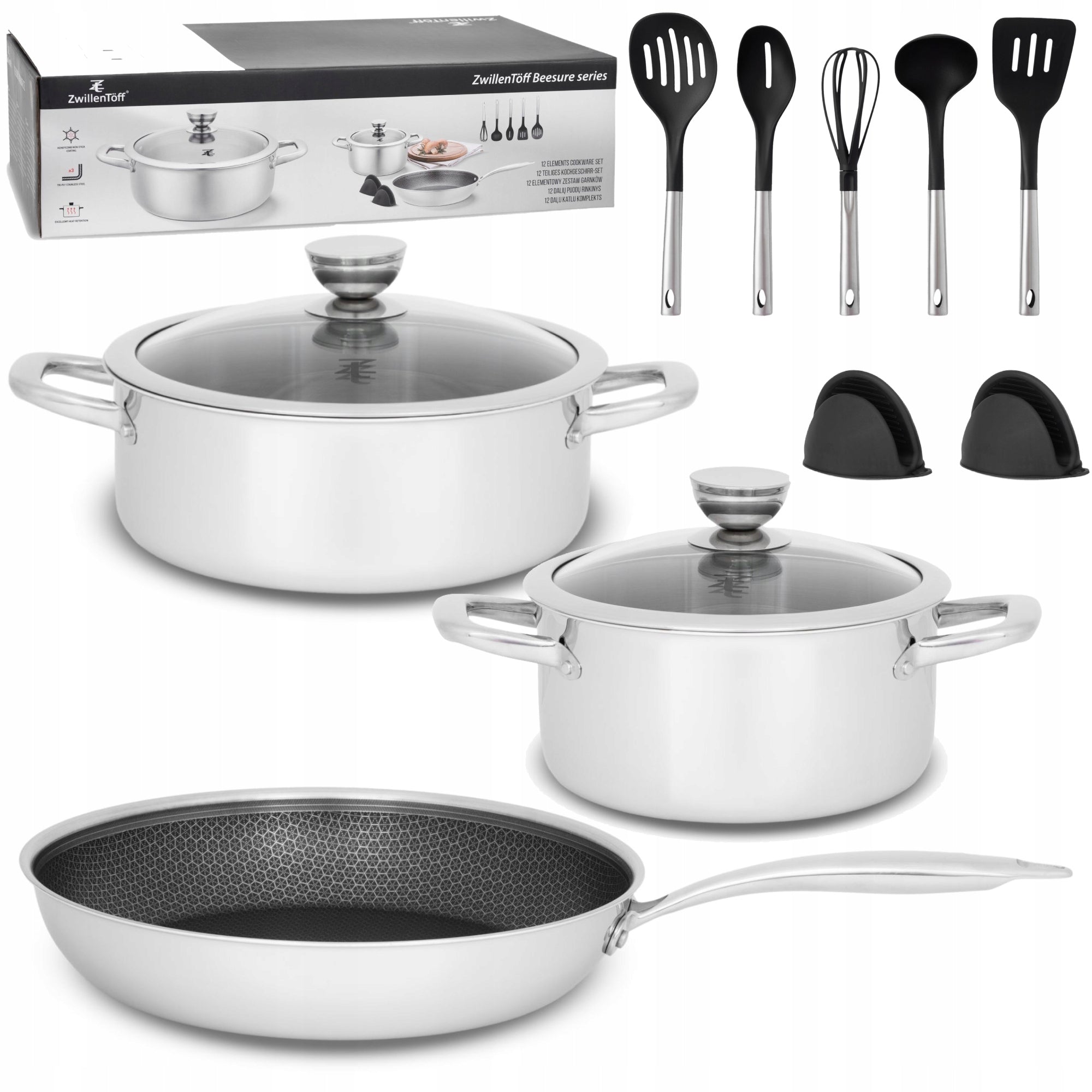 Set of 12-piece pots steel frying pan ZWILLENTOFF stainless steel 304