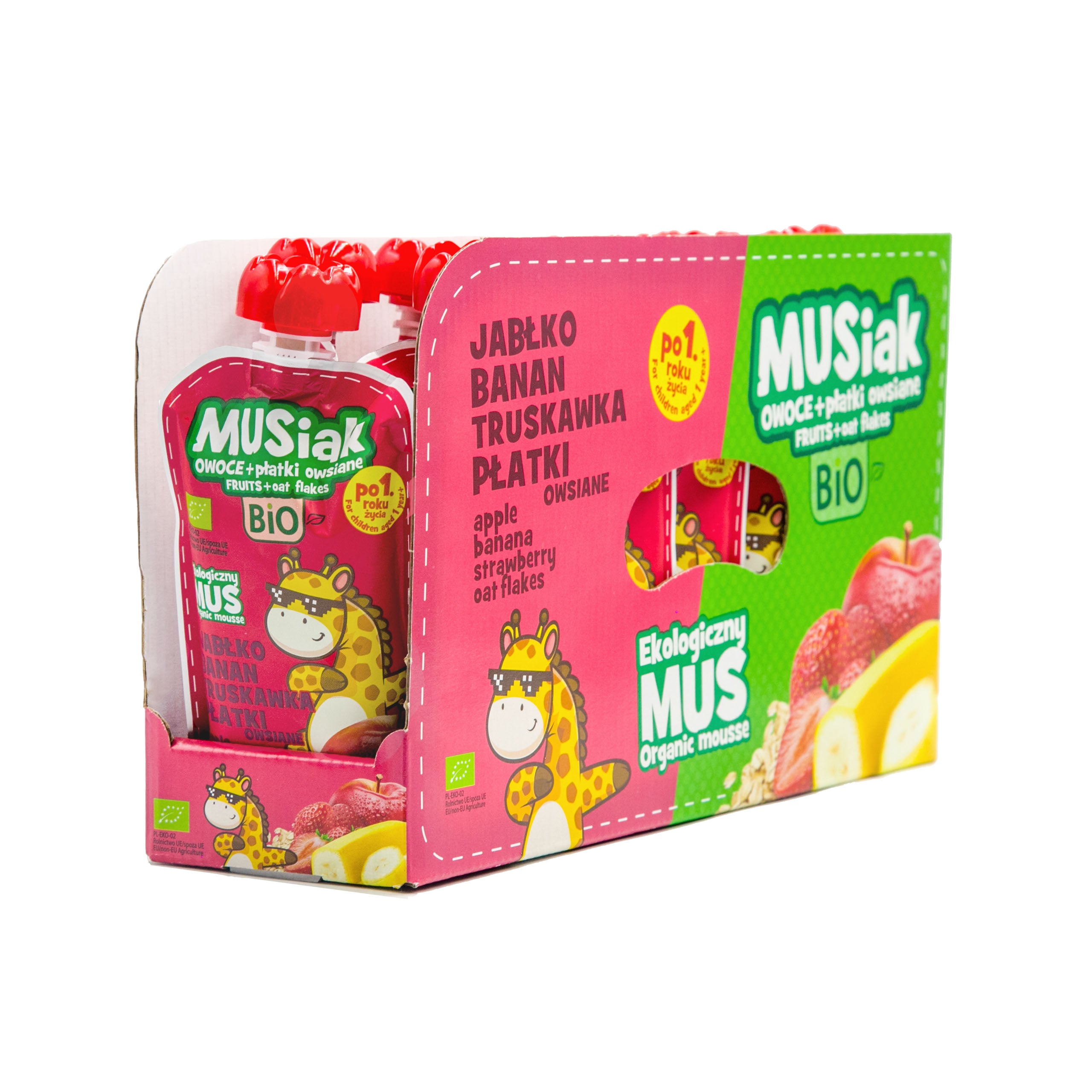 Set of 13 pieces- Mousse apple, banana, strawberry + oatmeal BIO Brand no brand