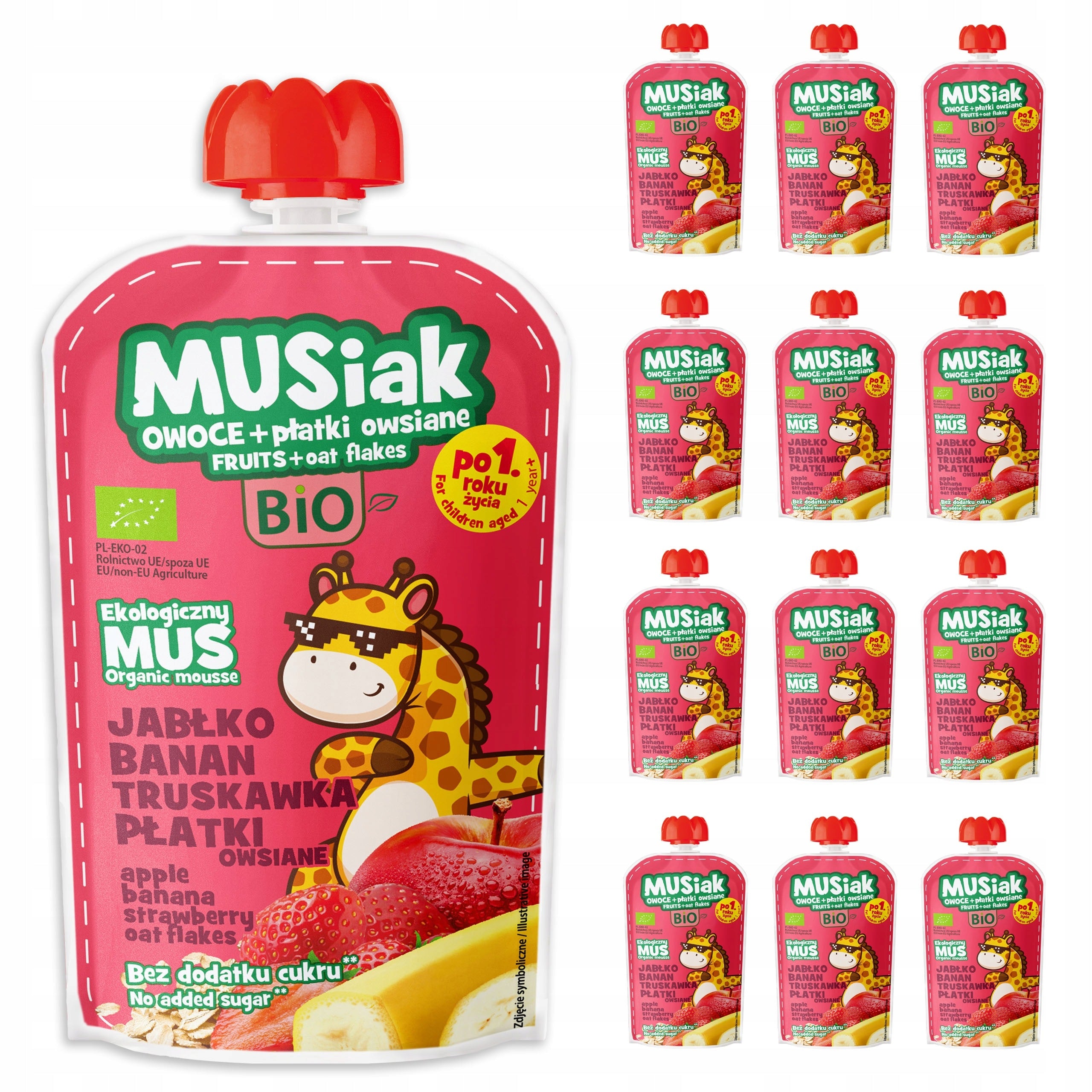 Set of 13 pieces- Mousse apple, banana, strawberry + oatmeal BIO