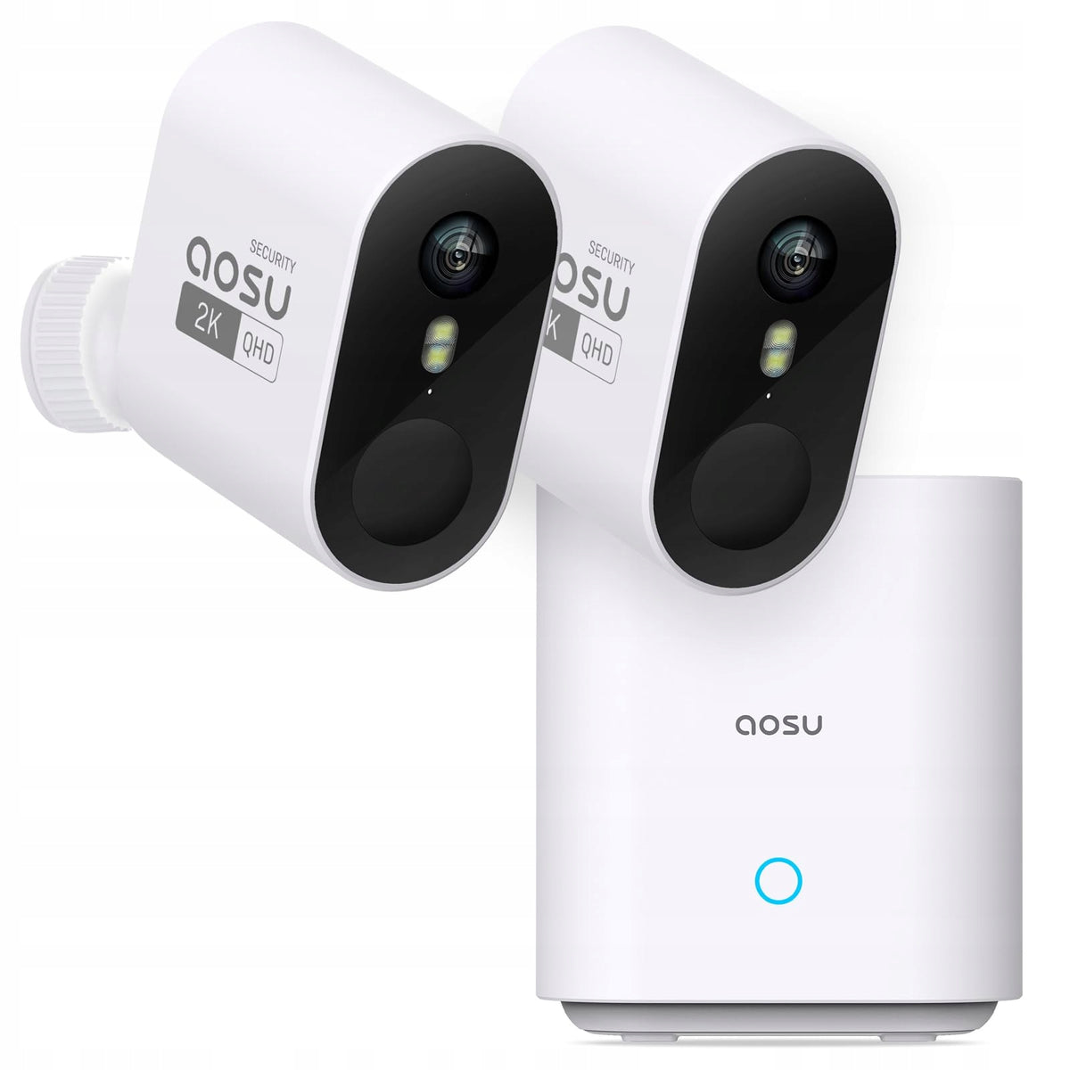 Set of 2 AOSU Cameras 2K External Battery 240 Days Base 32GB Without Subscription