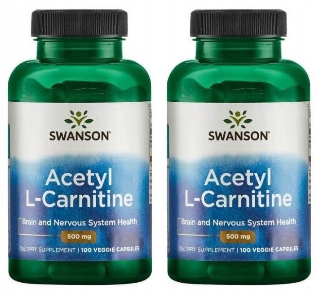 Set of 2 Acetyl L-Carnitine 500mg 100vcaps Weight Loss Diet Swanson