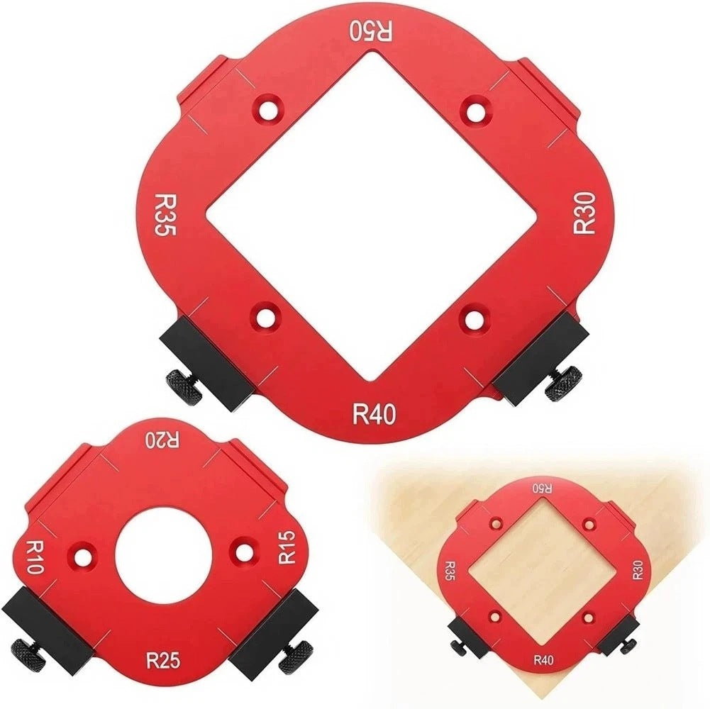 Set of 2 Aluminum Corner Milling Templates R10-R50 in Wood