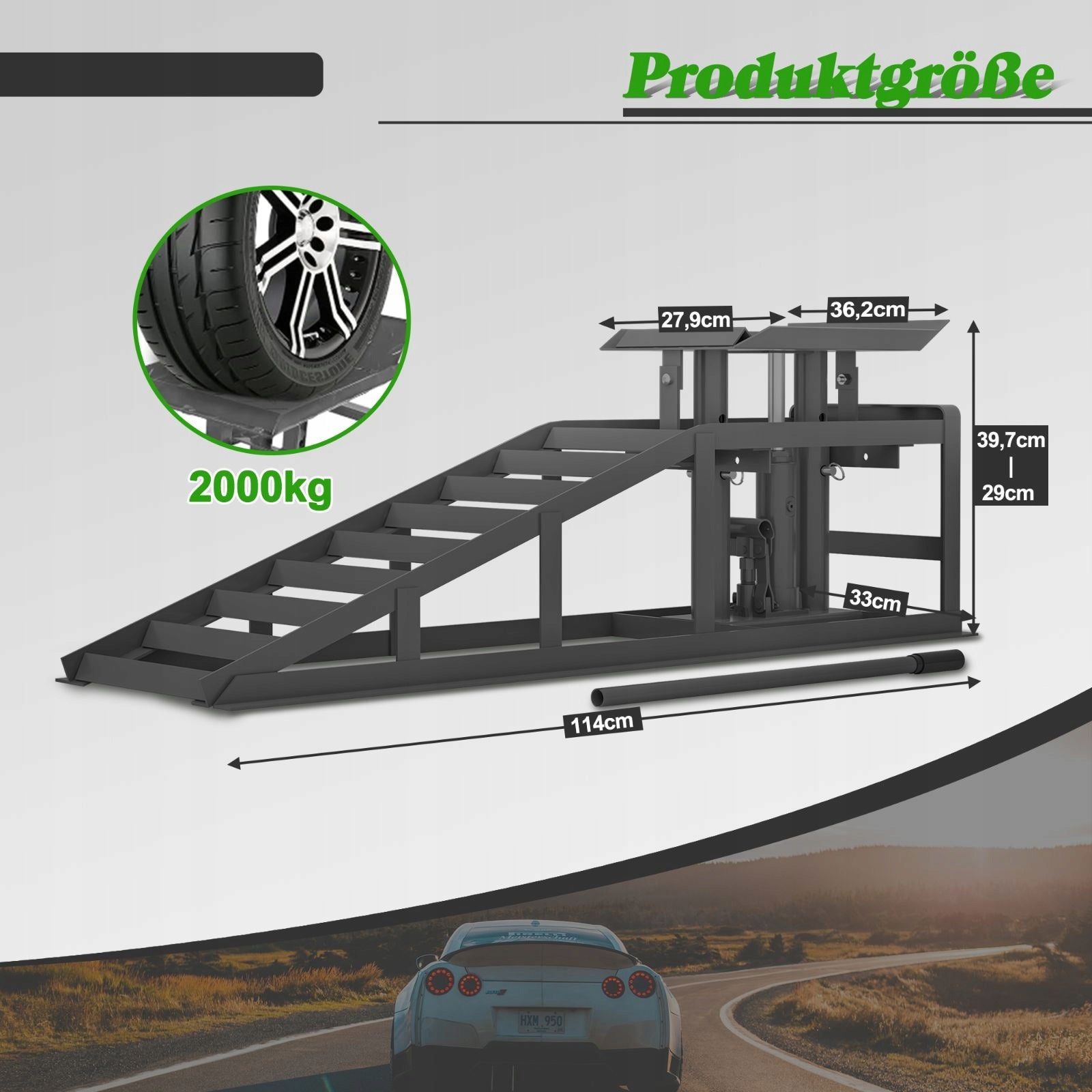Set of 2 Car Overruns Adjustable Lift Product weight with unit packaging 19.25 kg