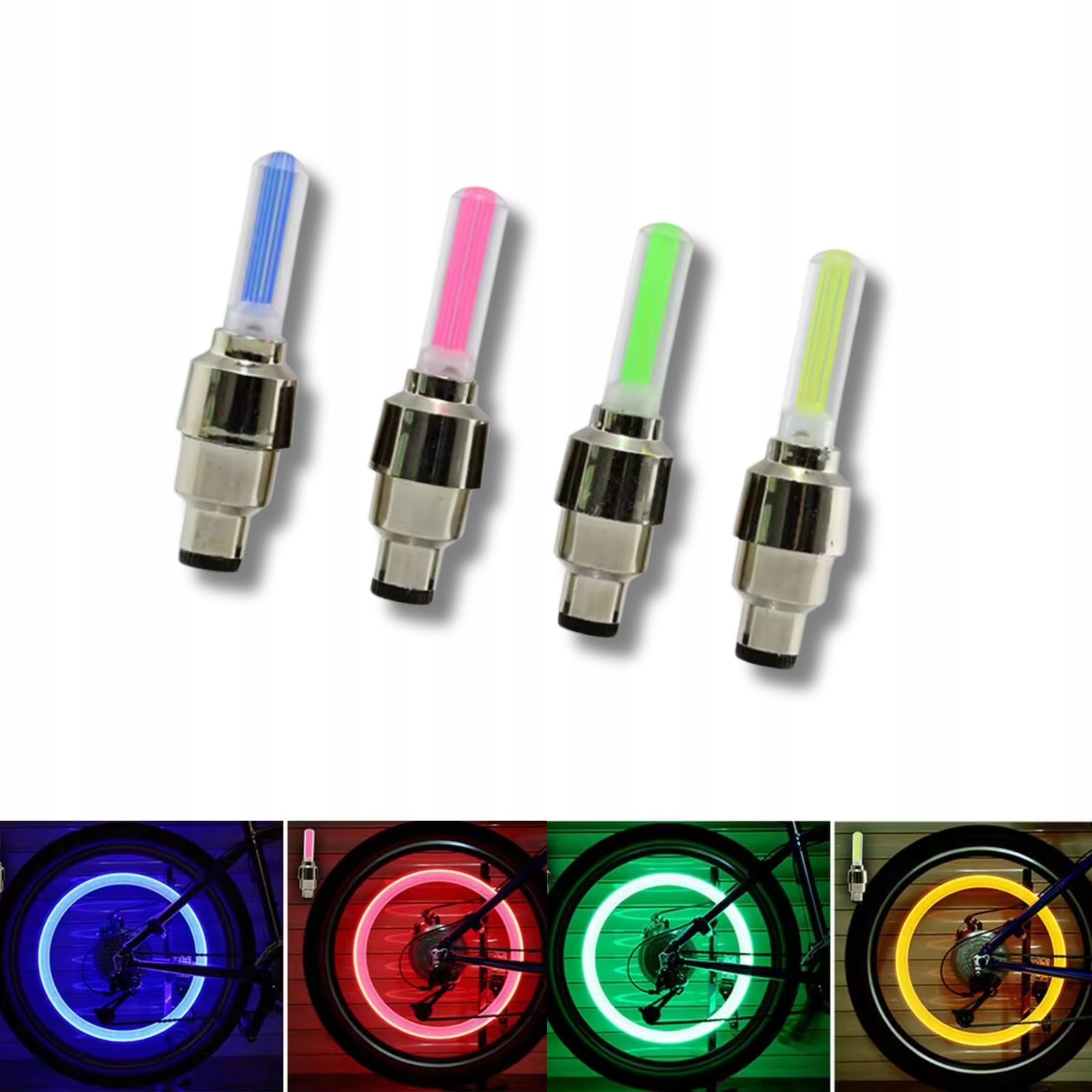 Set of 2 LED Lights for Bicycle and Car Tube Valve