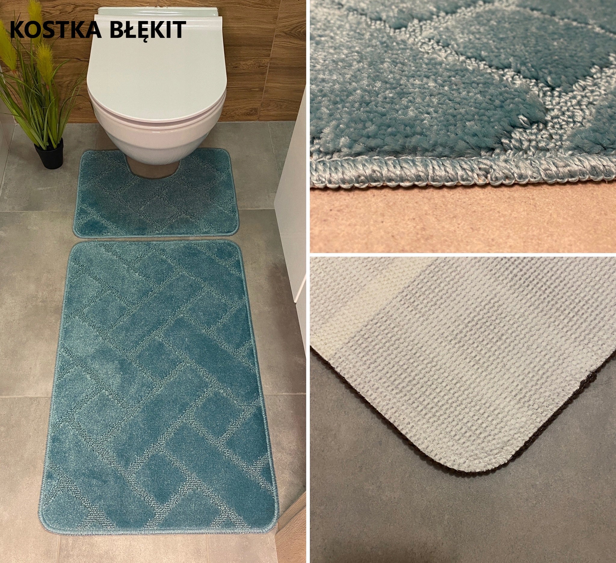 Set of 2-Piece Bathroom Rug Rubberized Quick Drying Mix Patterns Product width 50 cm