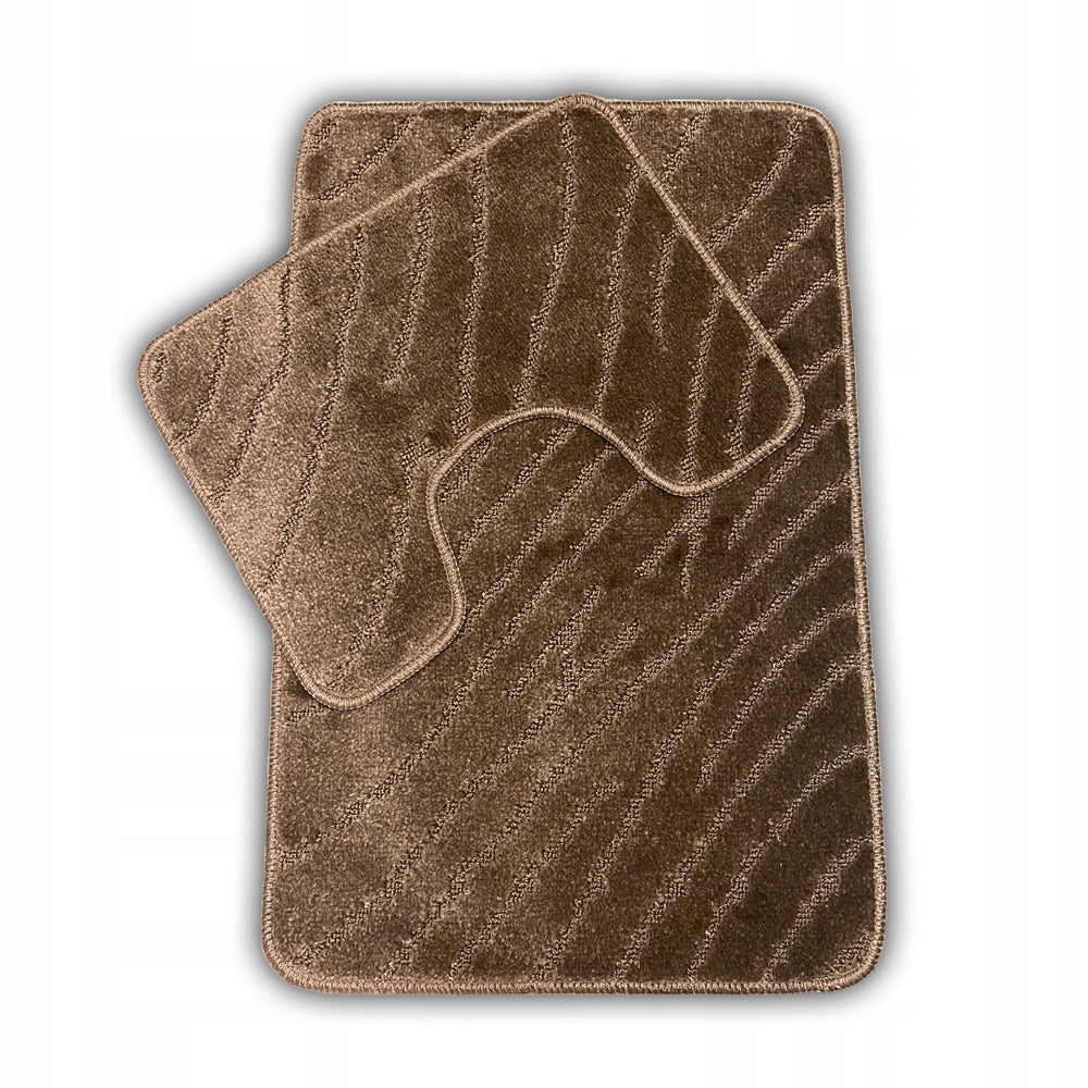 Set of 2-Piece Bathroom Rug Rubberized Quick Drying Mix Patterns
