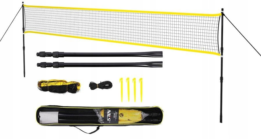 Set of 2 Rockets + 3 Nylon Darts + Mesh 630 cm For Badminton Game Brand Nils