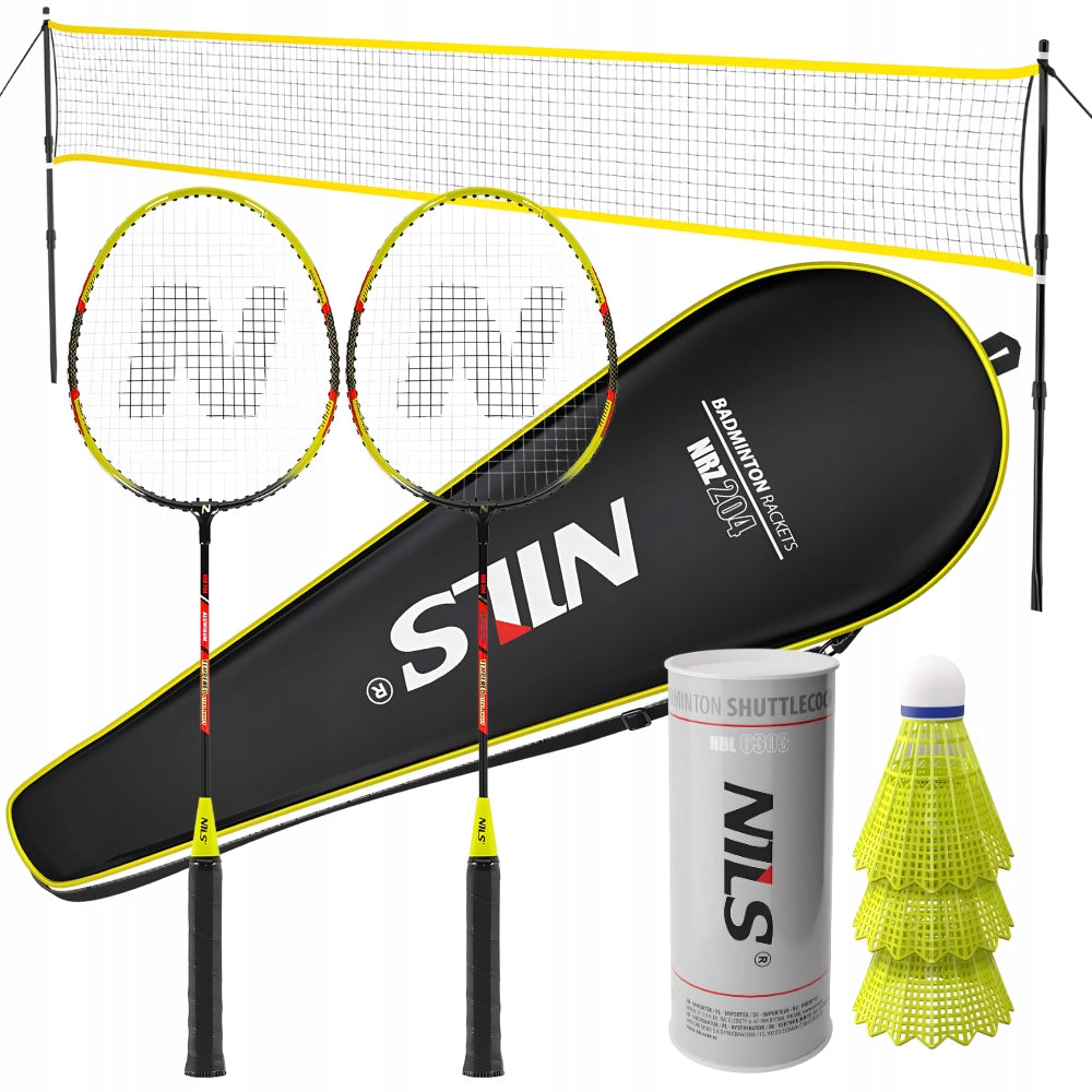 Set of 2 Rockets + 3 Nylon Darts + Mesh 630 cm For Badminton Game