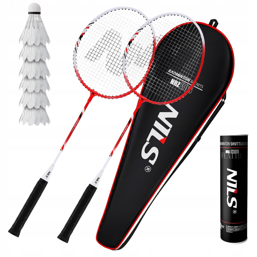 Set of 2 Rockets + 6 Feather Darts for Playing Badminton in NILS Cover Packaging status original