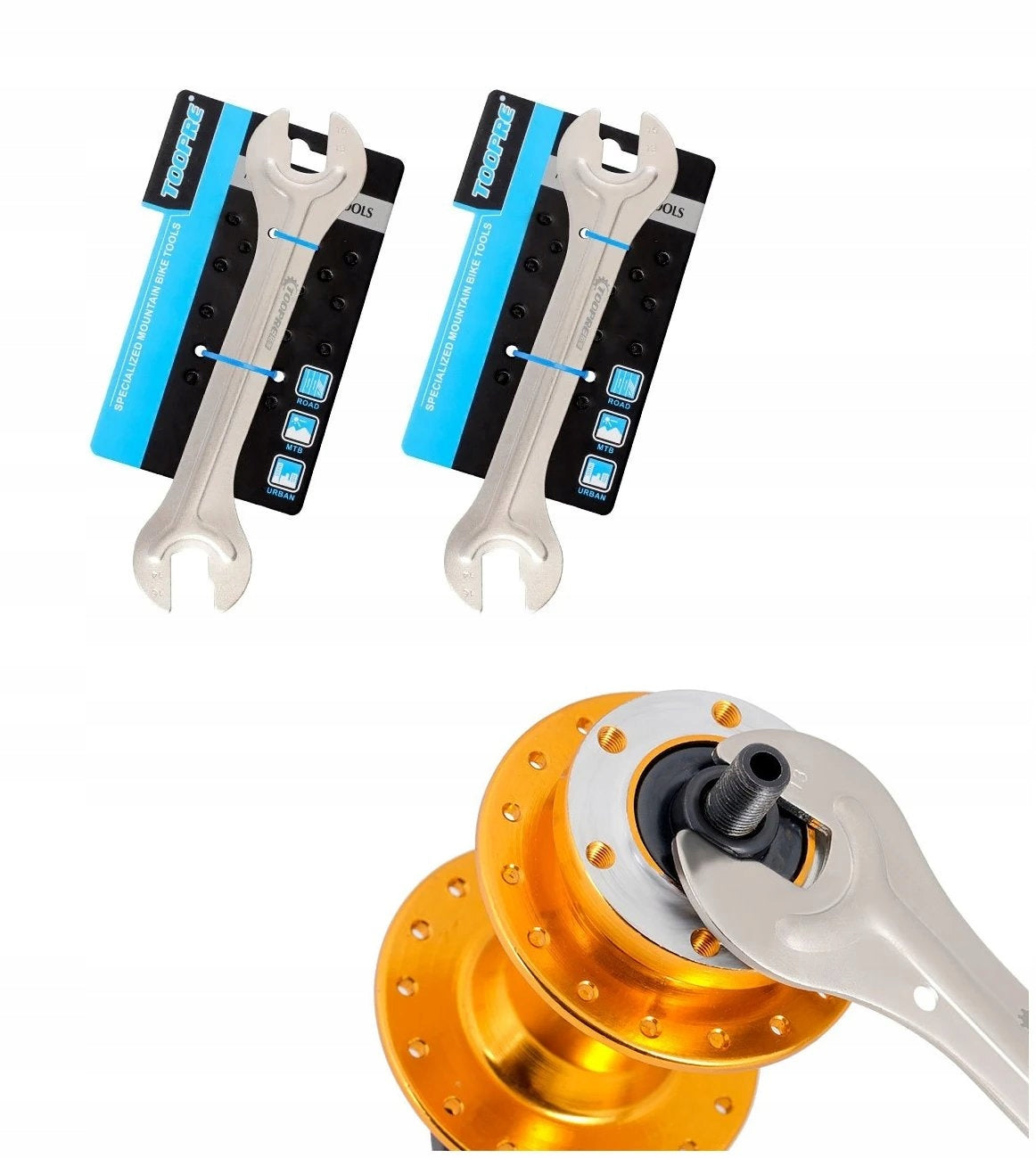 Set of 2 bicycle keys for hub cone conus 13 14 15 16mm TOOPRE