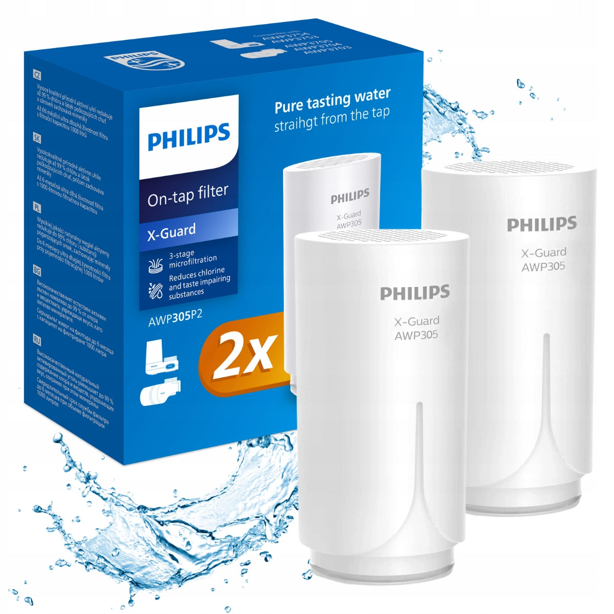 Set of 2 cartridges PHILIPS AWP305P2 , filter cartridge for tap, tap