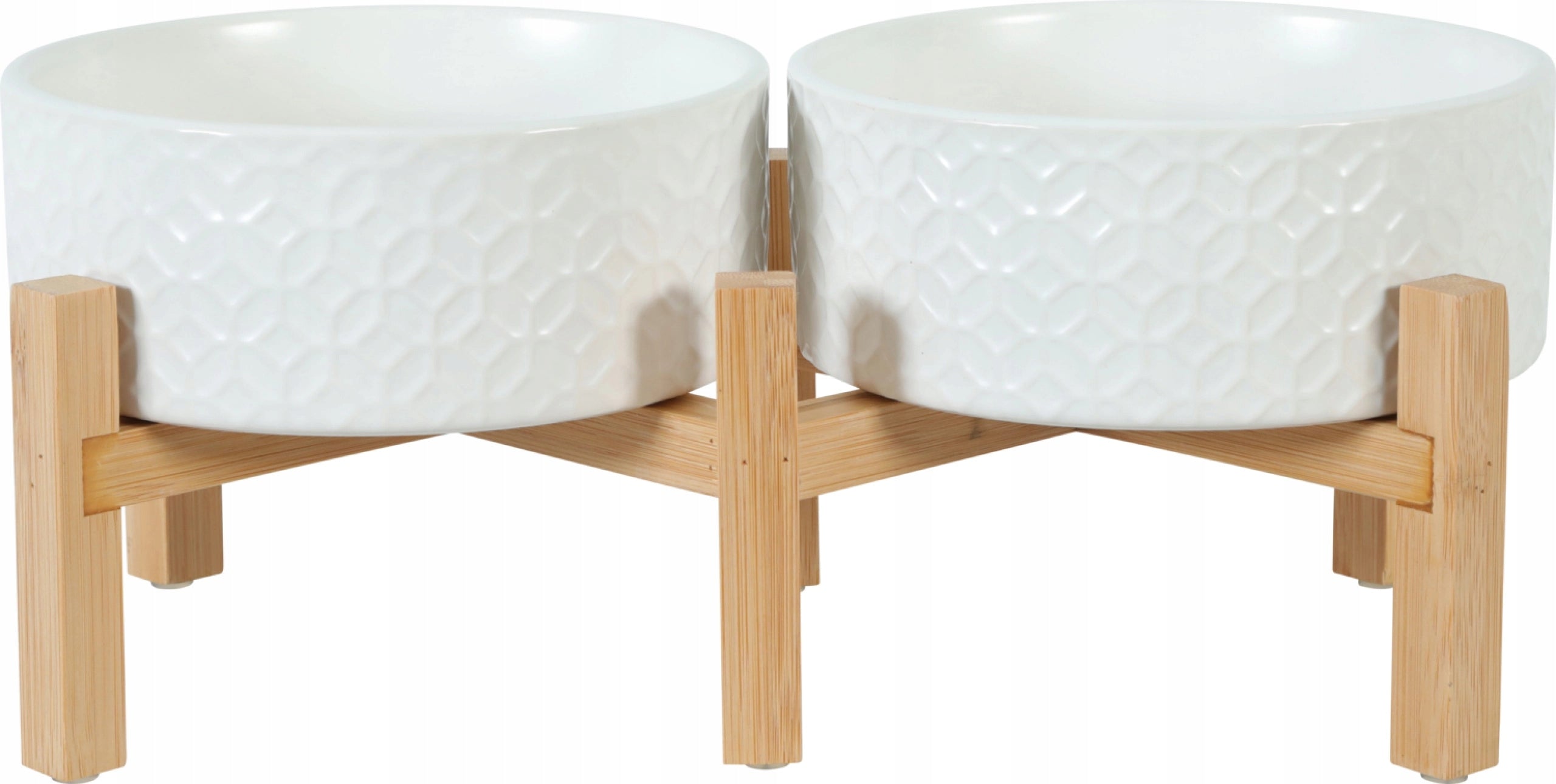 Set of 2 ceramic bowls on wooden stand 2x0,7l Zolux Manufacturer code 475344BLA