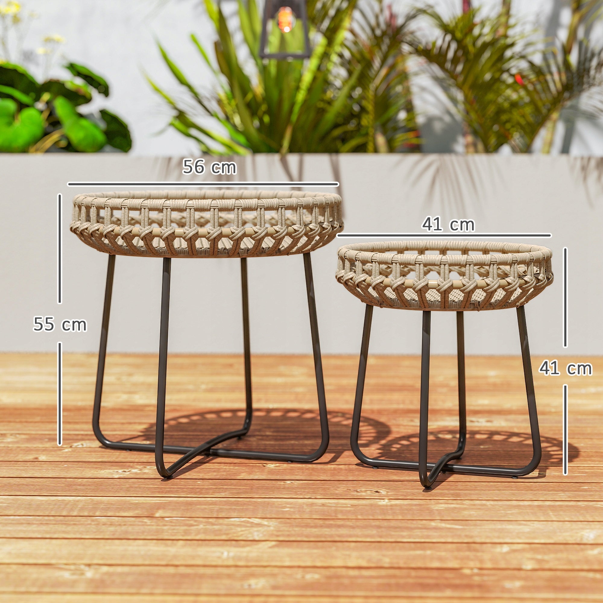 Set of 2 elegant side tables ,waterproof, for garden, outdoor Manufacturer Outsunny