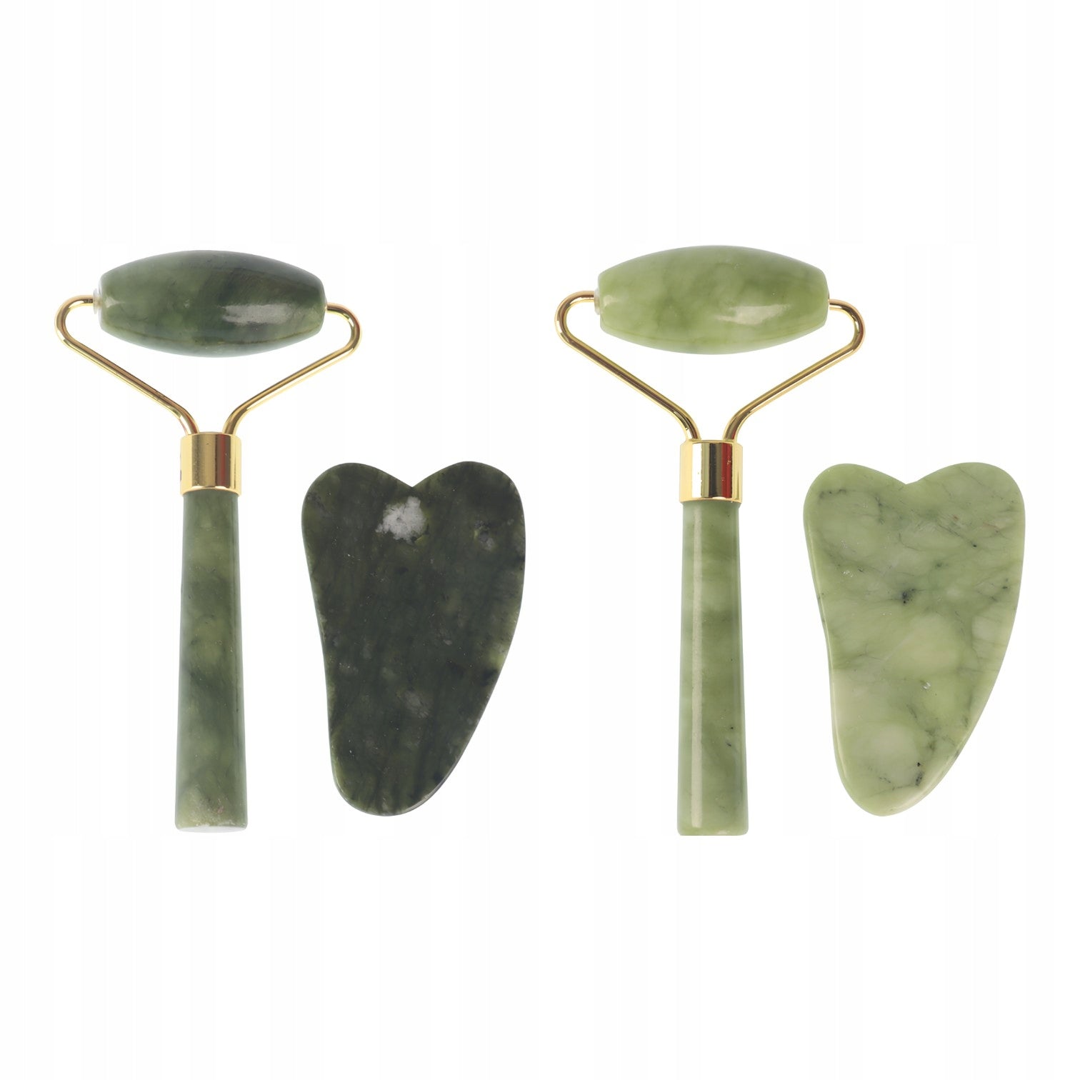 Set of 2 natural jade roller massagers 10,5x5,8 cm and 7x4 cm