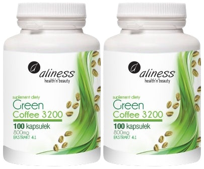 Set of 2x Aliness Green Coffee 3200 Metabolism Weight Control 100 kaps