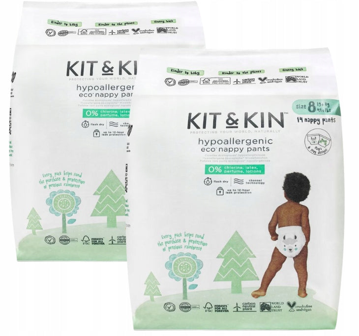 Set of 2x Baby Diapers Hypoallergen. Kit&Kin, Size 8 (19 kg+)
