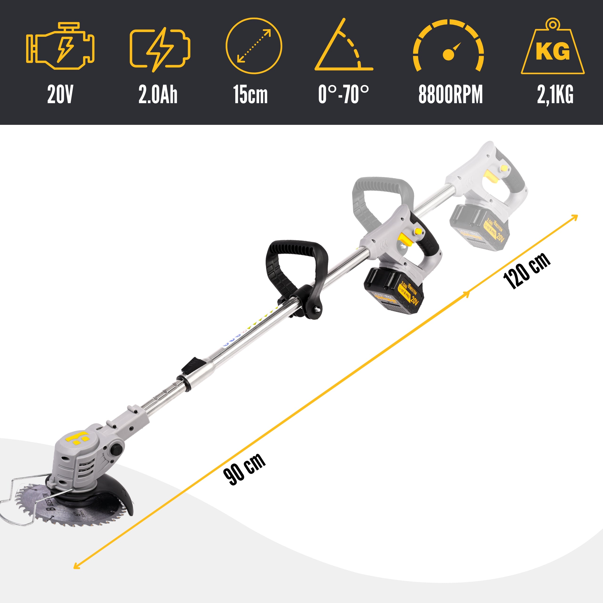 Set of 2x Brush Cutter Cordless Electric Scythe Grass Brush Cutter 2Xaku Packaging status original