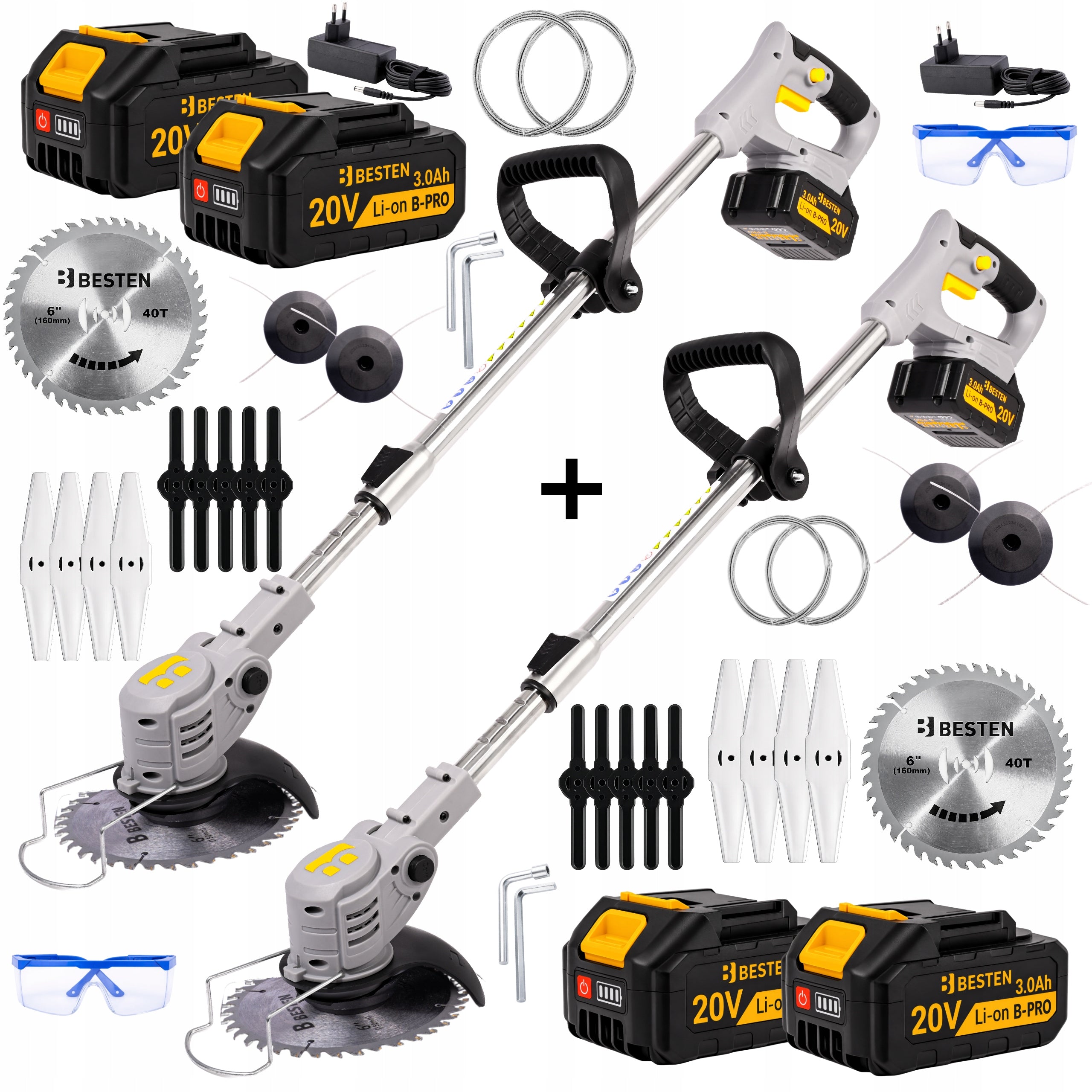 Set of 2x Brush Cutter Cordless Electric Scythe Grass Brush Cutter 2Xaku