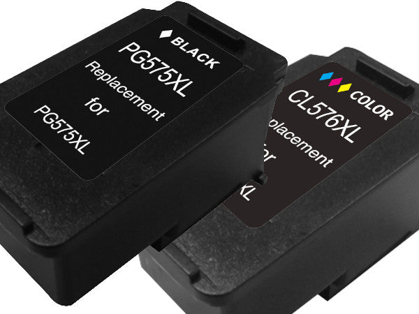 Set of 2x High Performance Ink for Canon CL-576XL + PG-575XL, Colour + Black