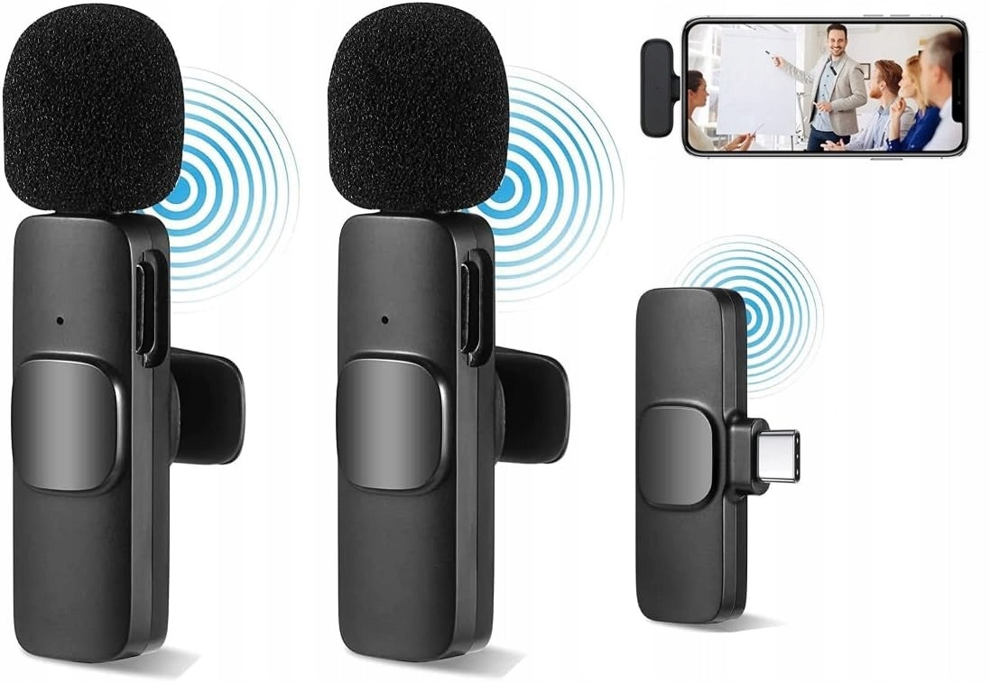 Set of 2x Wireless Tie Microphone for USB-C Phone Android Iphone Packaging status original