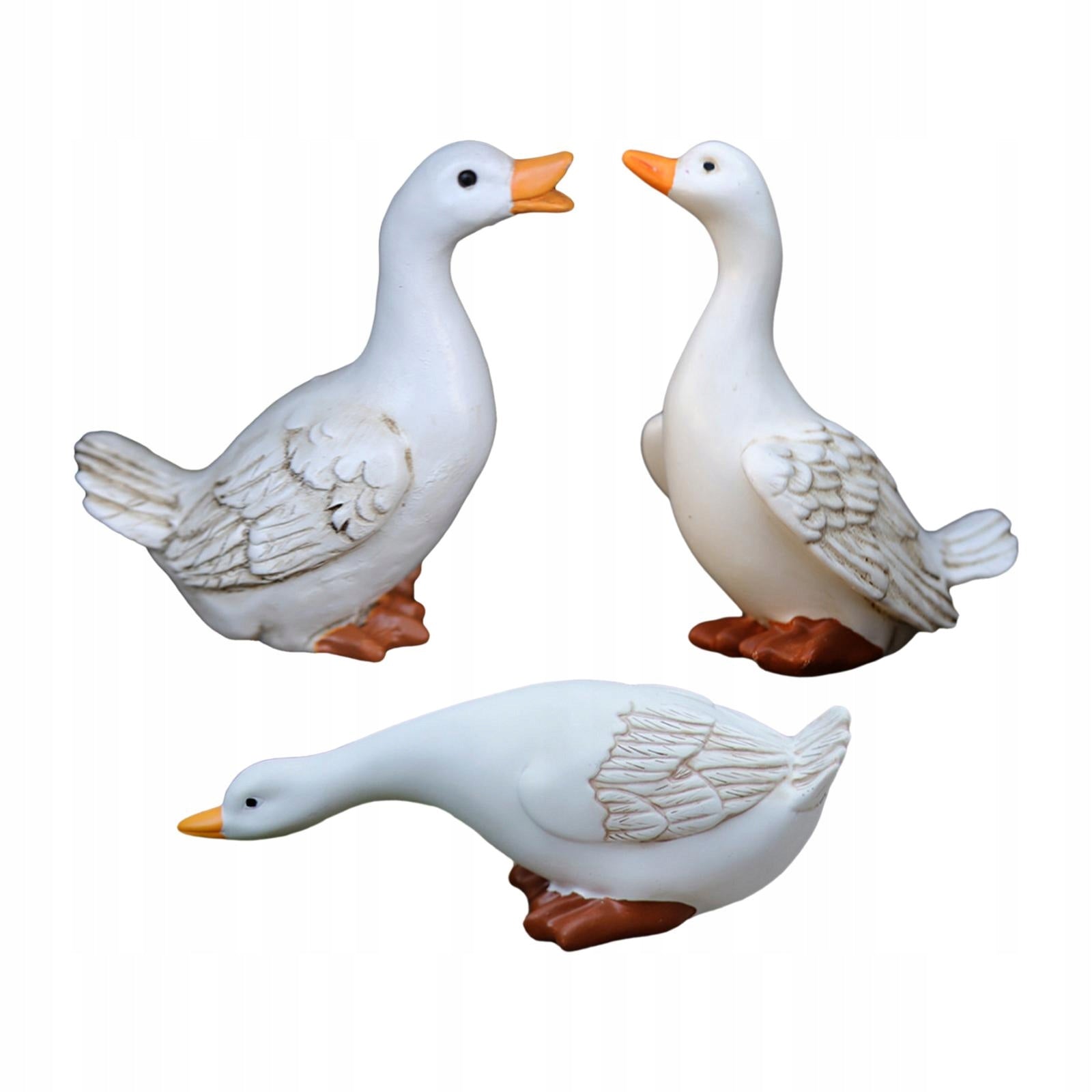 Set of 3 Garden Duck Figurine Ornament Resin Duck Model Handcrafted Outdoor Packaging status original