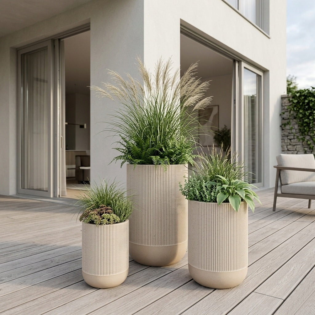 Set of 3 PLANTERS POT for Garden LARGE for Flowers Terrace Balcony CERAMIC Manufacturer code 5905610250812