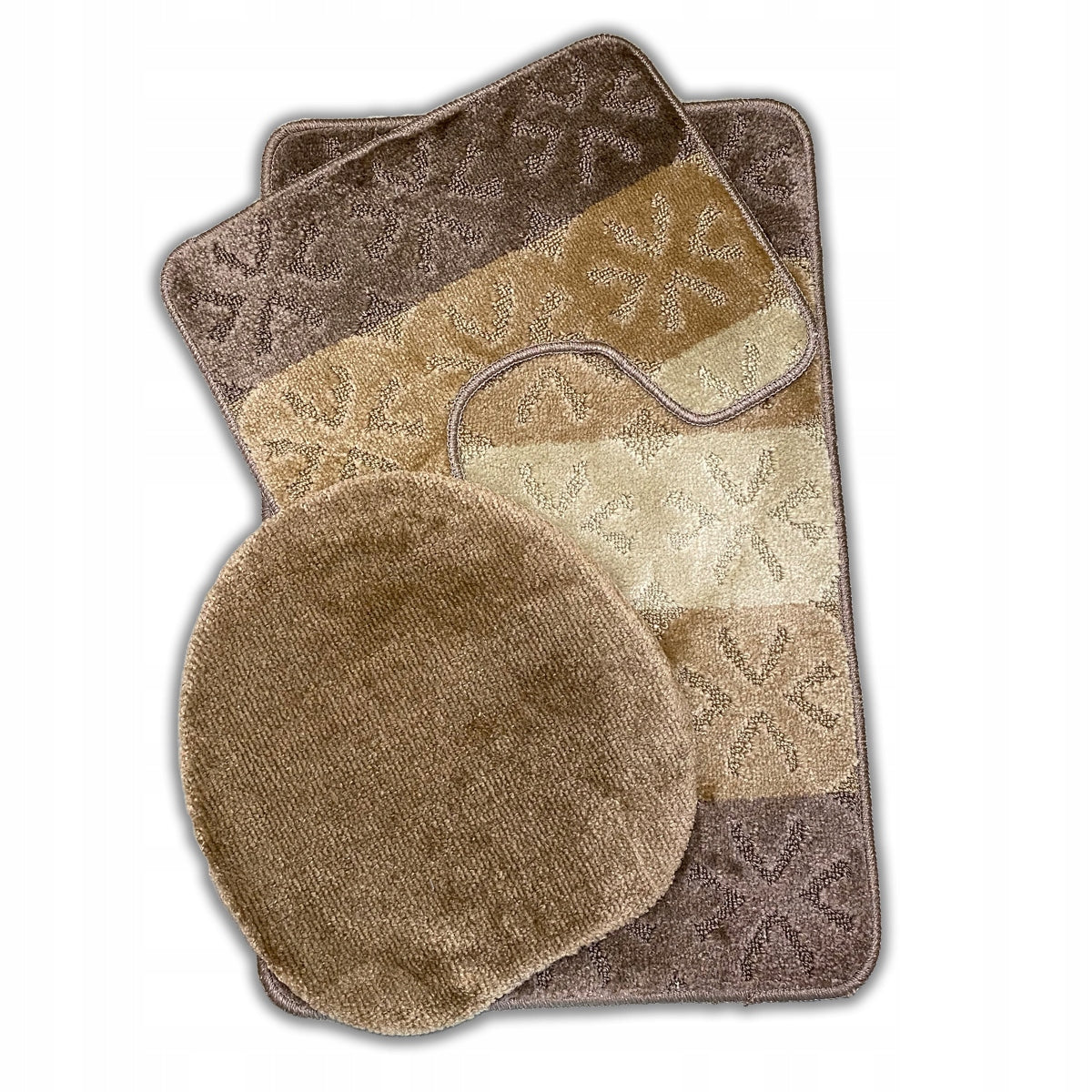 Set of 3-Piece Bathroom Rug Rubberized Soft Non-Slip