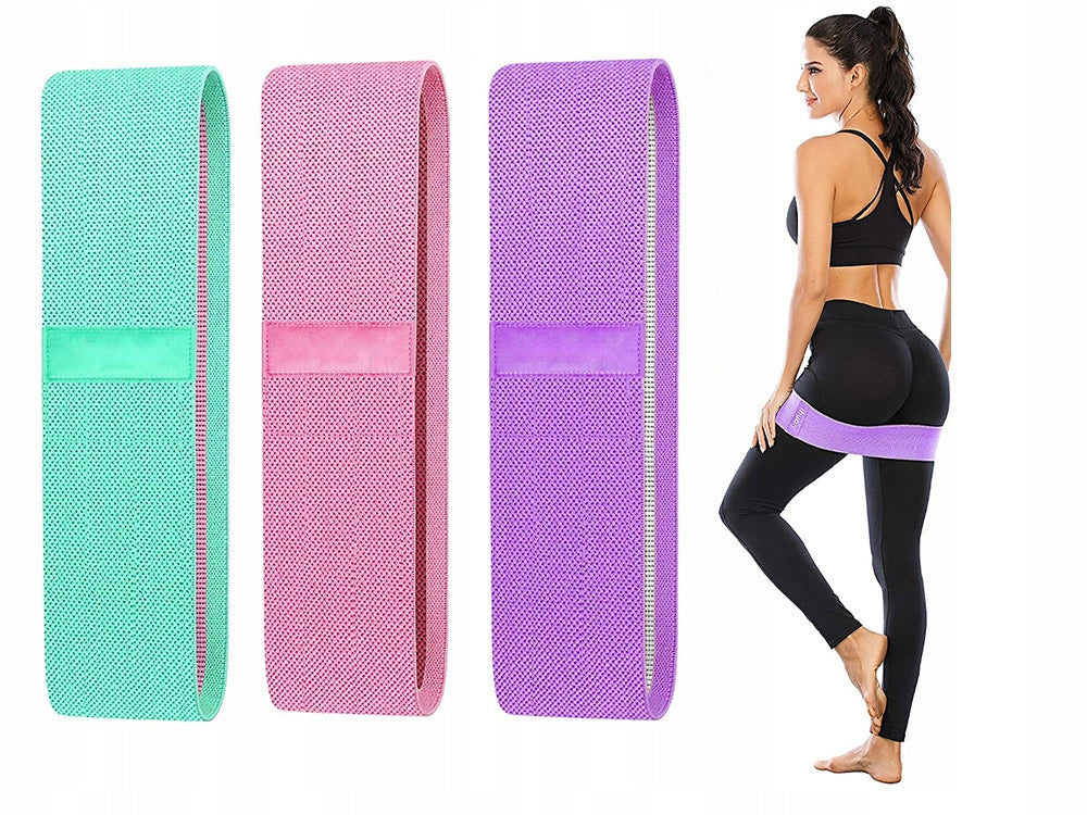 Set of 3 Resistance Rubber Exercise Material Tapes Width 80 mm