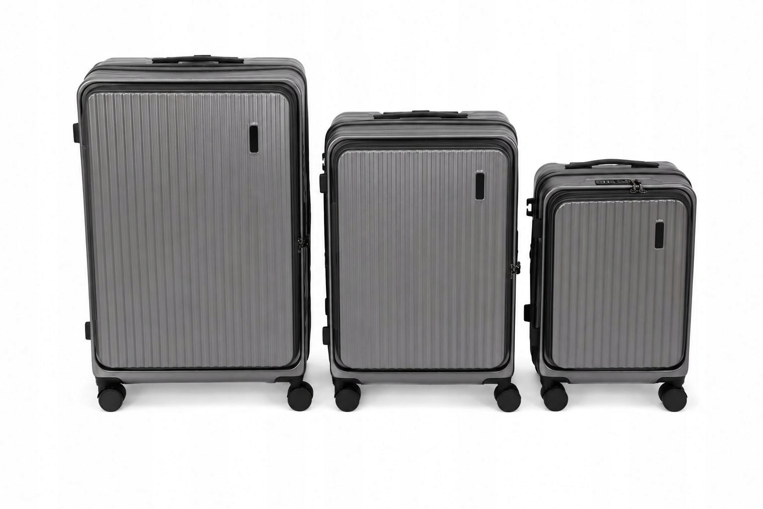 Set of 3 TABI Premium Suitcases – GRAPHITE TSA Wheels 360°Extended Width (longer edge) 50 cm