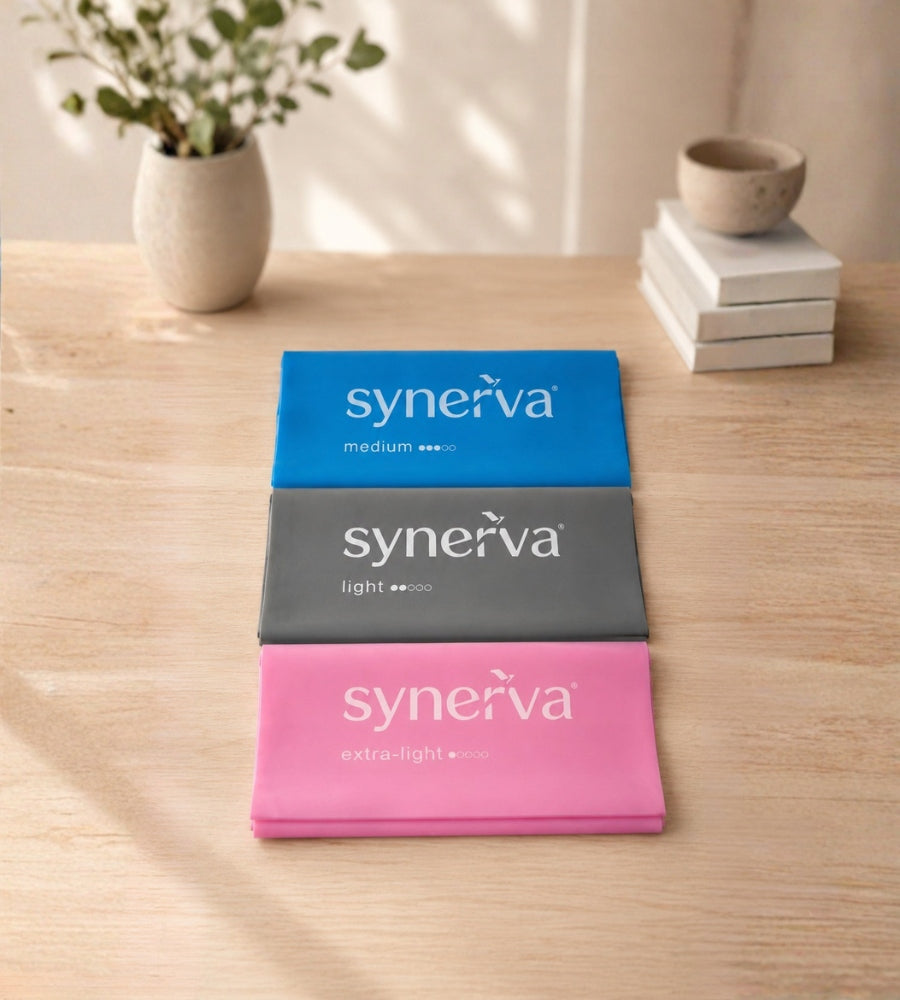 Set of 3 TPE Rehabilitation Tapes Latex-Free Pilates Stretching Synerva Packaging status original