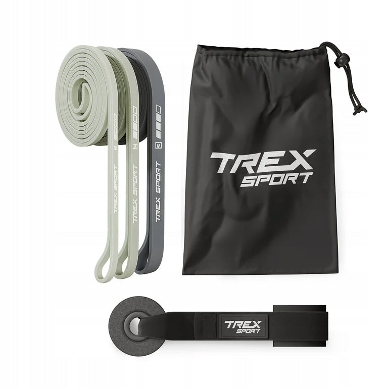 Set of 3 exercise rubbers power band strong fitness rubber 2-30 kg Trex Sport