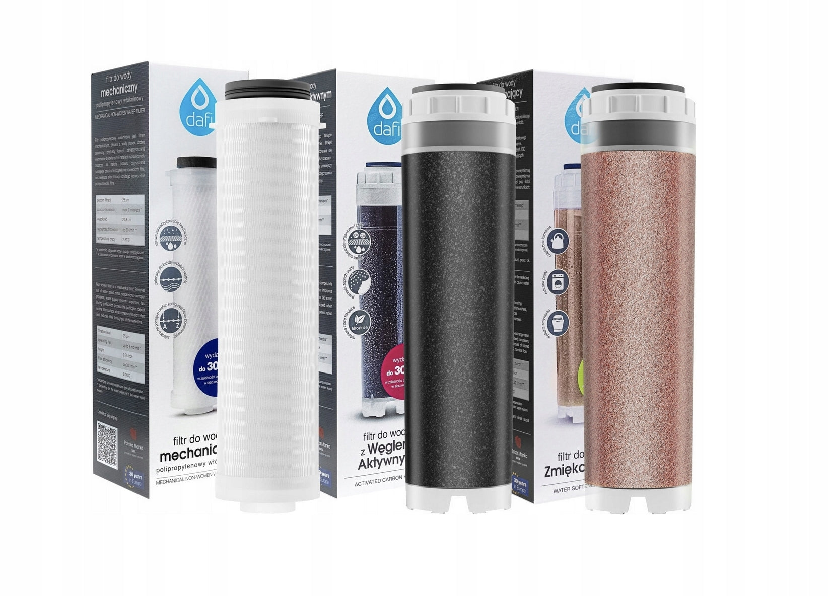 Set of 3 filters EKO DAFI: resin, carbon, polypropylene 25 µm