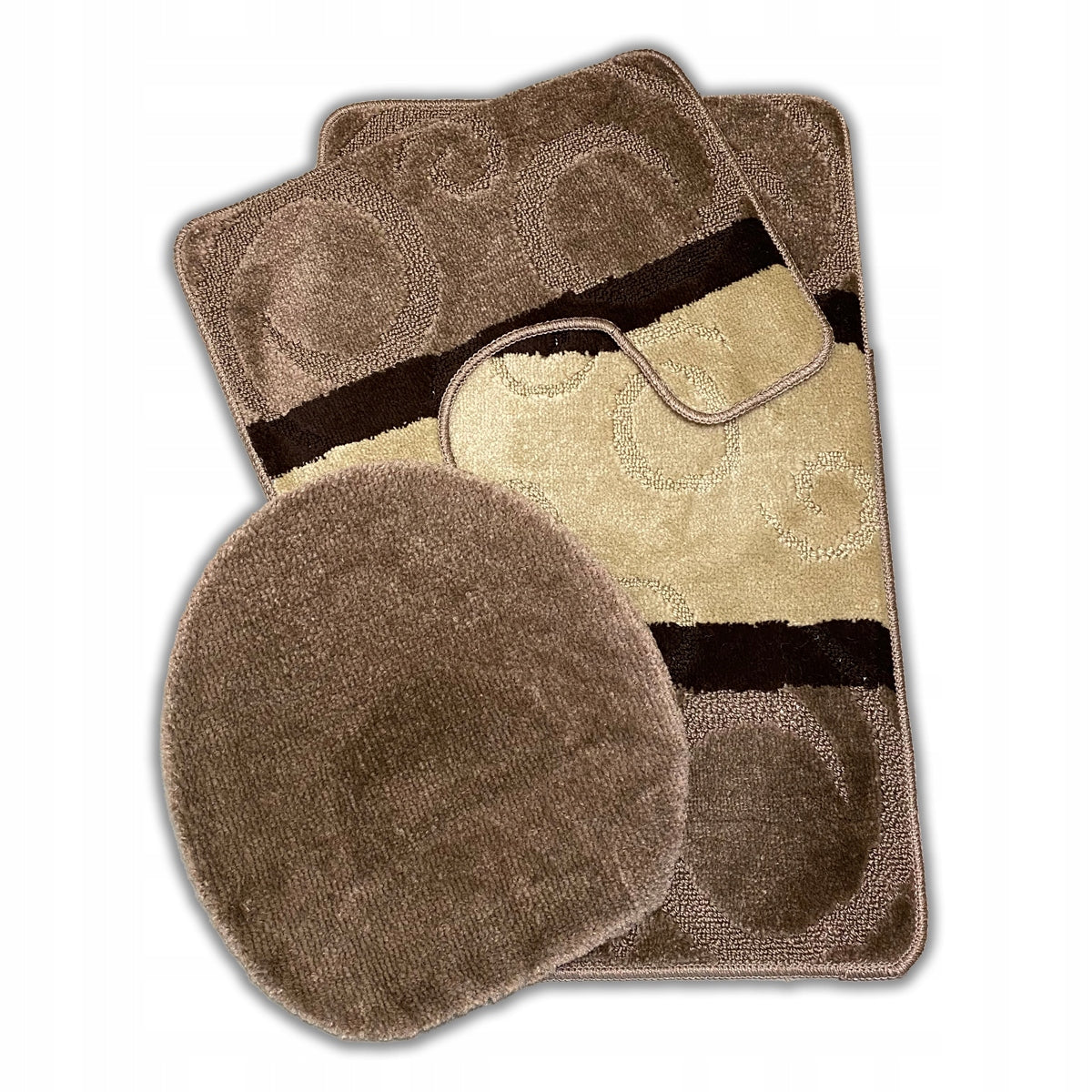 Set of 3-piece bathroom mats, mix