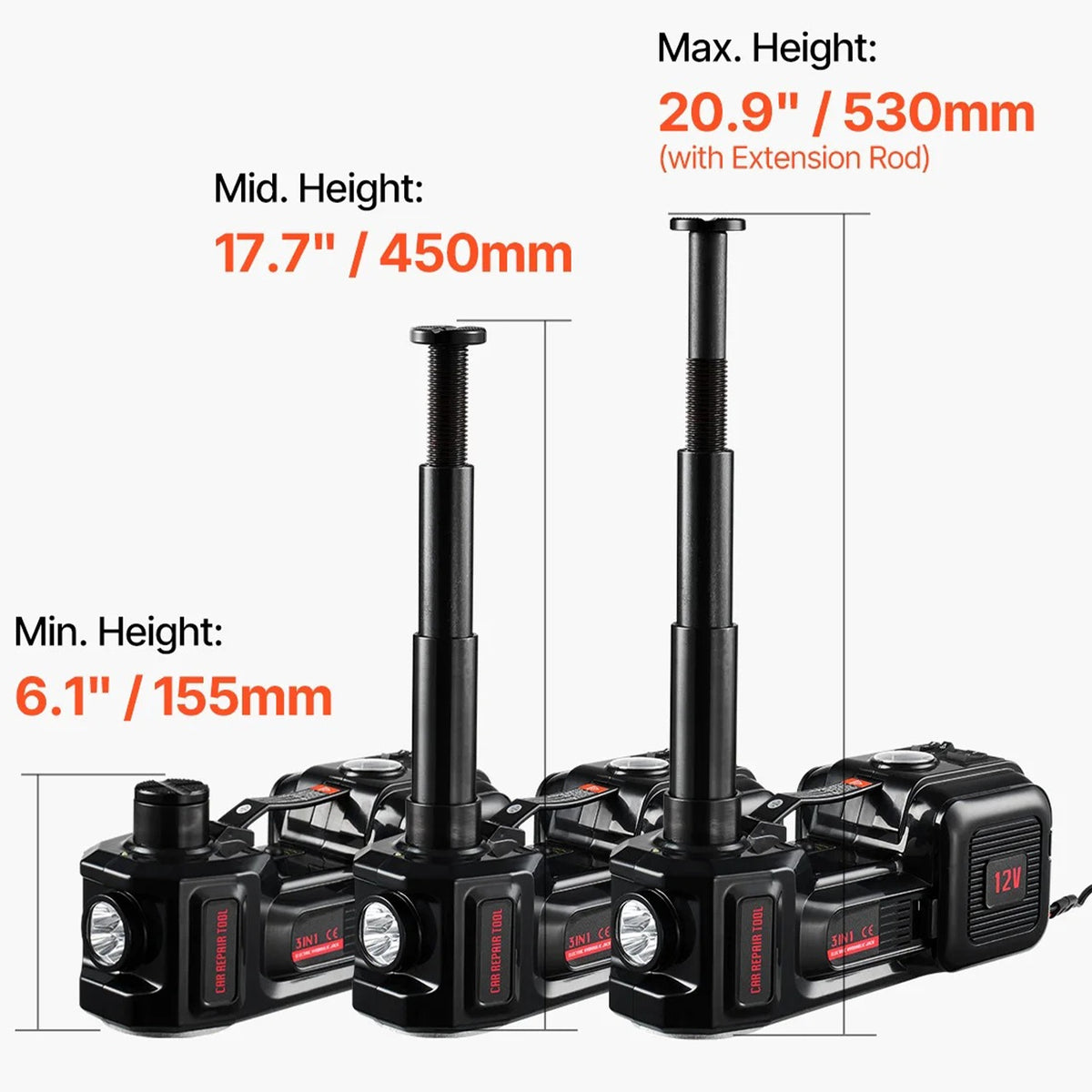 Set of 3in1 Electric Lift 5T Impact Wrench 12V LED SUV Brand no brand