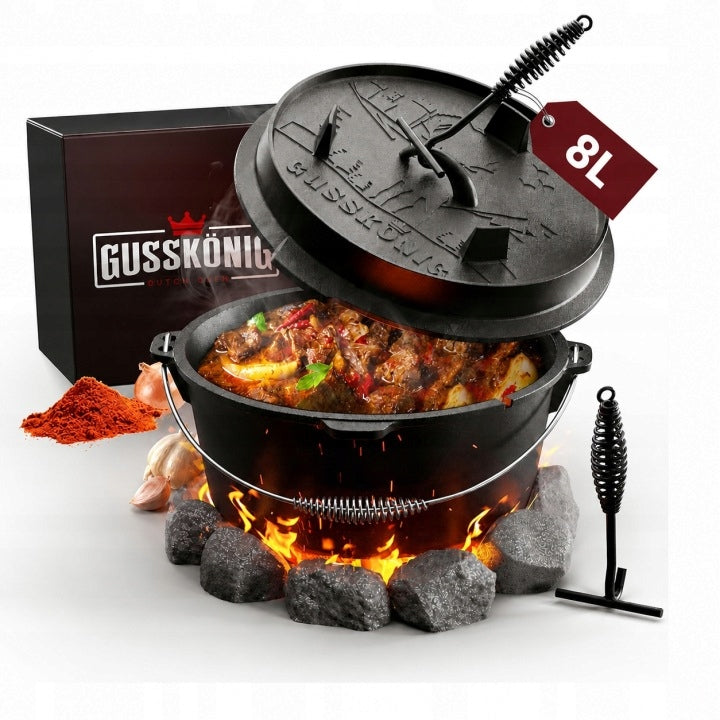 Set of 3in1 Hunting Hanging Boiler 8L Garden Tripod Fire Pit Grill Manufacturer code Zestaw 3w1 Kociołek, trójnóg, palenisko
