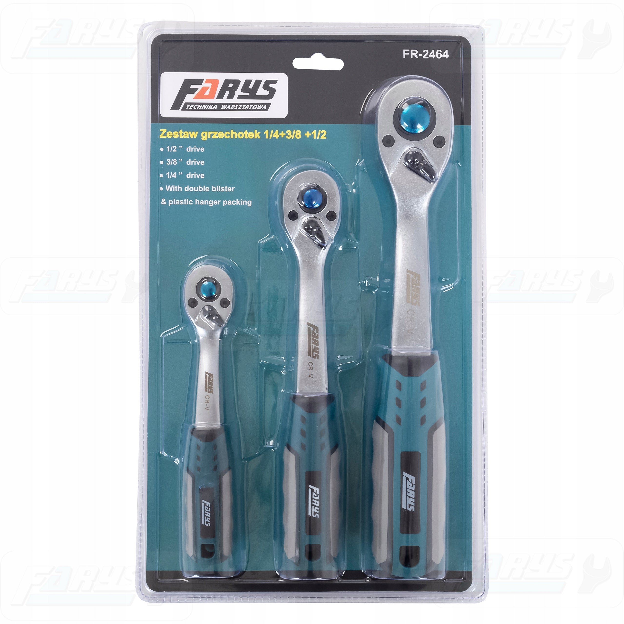 Set of 3x Cap Rattles1/2 1/4 3/8 Professional Strong FR2464 Key type ratchet